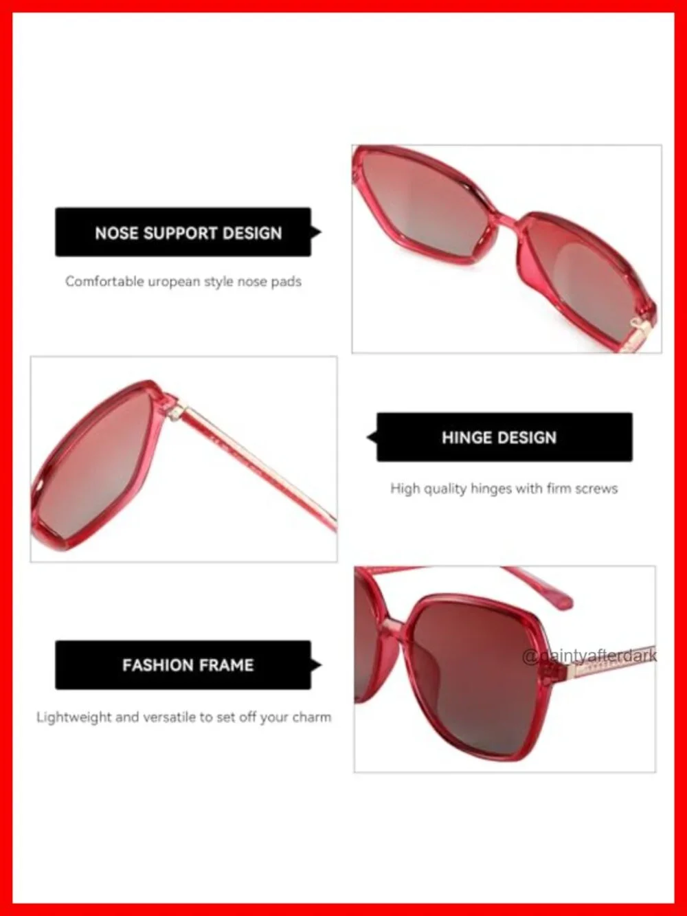 Oversized Square Polarized Sunglasses UV400 Protection Women Vintage Shades